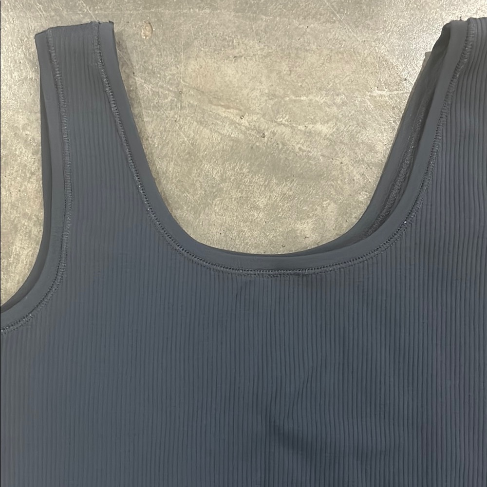 Dark Blue Ribbed Tank Top - Picture 2 of 2